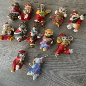 12 Santa Claws Symphony Ornaments Franklin Mint Cats Bill Bell Music Instruement